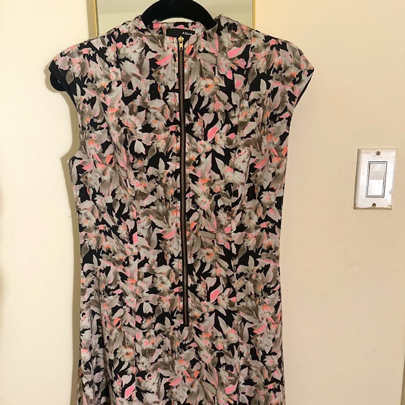 Aqua Floral Sleeveless Mini Dress - Picture 1 of 2